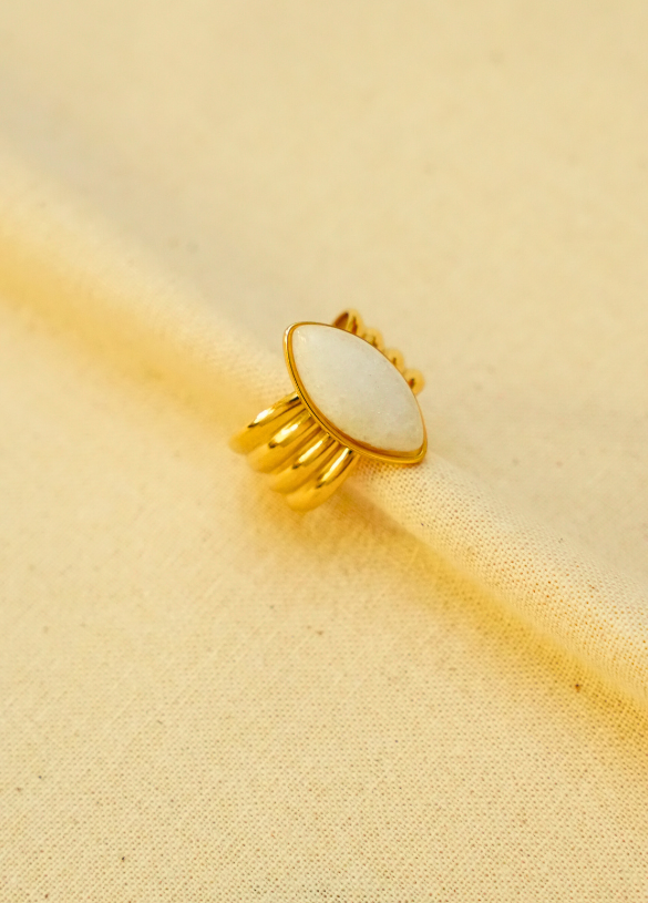 Anillo piedra blanca - Código once